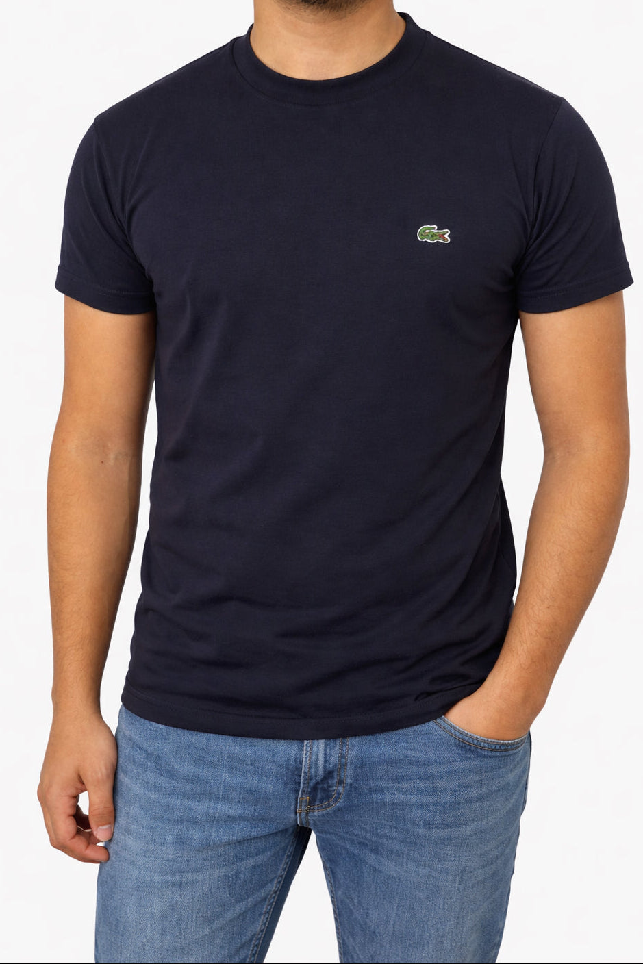 T-shirt Lacoste Azul-escuro Classic Fit - Original com Logo Bordado
